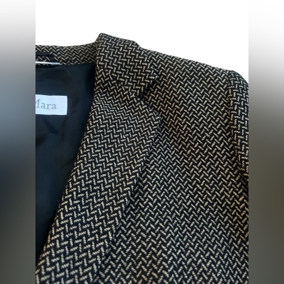 Max Mara Blazer Sz 14 Virgin Wool Herringbone 1 Button Pockets Academia Jacket - Picture 3 of 16